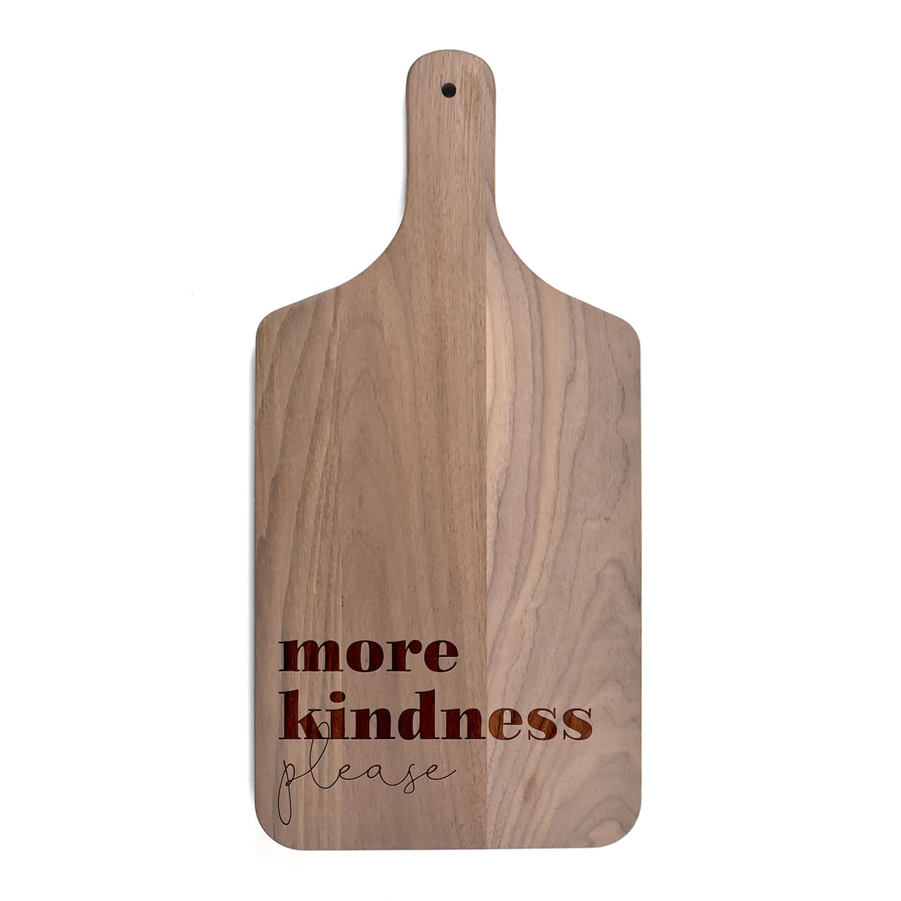 17" More Kindness Walnut Paddle Cutting Board